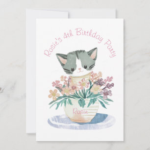 Invitation Filles Anniversaire Cute Kitten Nom Et Photo
