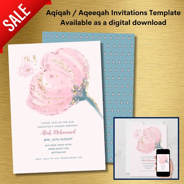 Invitation Filles Aqiqa (Créateur téléchargé)