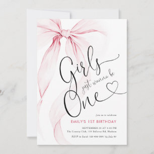 Invitation Filles au nœud rose veulent juste être un 1er anni