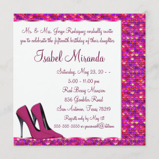 Invitation Filles aux talons hauts 15e fête Quinceanera
