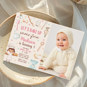Invitation Filles Baking Premier anniversaire de la fête Phot