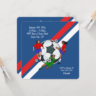 Invitation Filles balle de soccer fête d'anniversaire