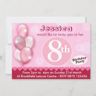 Invitation Filles Ballons d'invitation d'anniversaire - N'imp