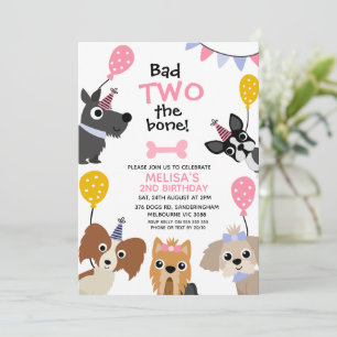 Invitation Filles Ballons Roses Mauvais Au Bone 2e Anniversai