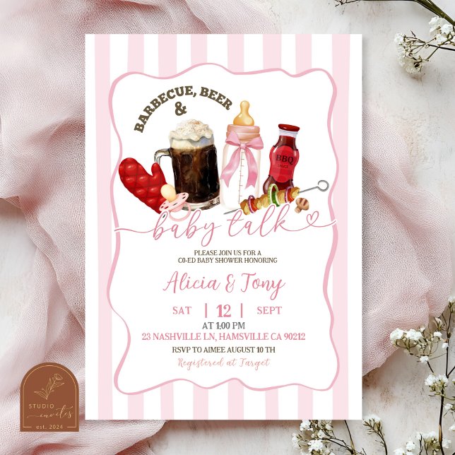 Invitation Filles BBQ Couches et Boissons Fille Bébé Show (Créateur téléchargé)