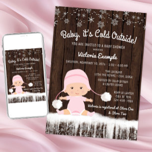 Invitation Filles Bébé son froid à l'extérieur du Baby shower