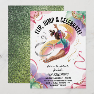 Invitation Filles branchées Gym Gymnastique Fête d'anniversai