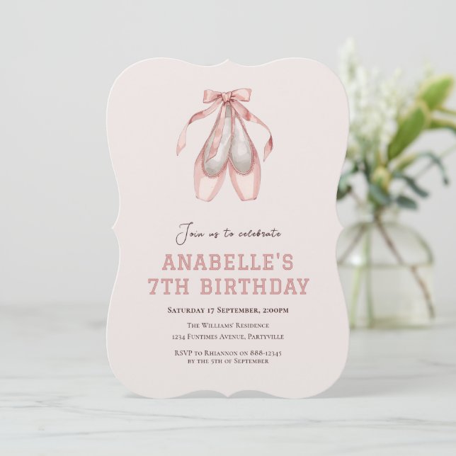 Invitation Filles chaussures de ballet Tout âge - 7e annivers (Debout devant)