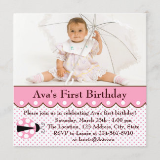 Invitation Filles coccinelle rose Photo 1er anniversaire