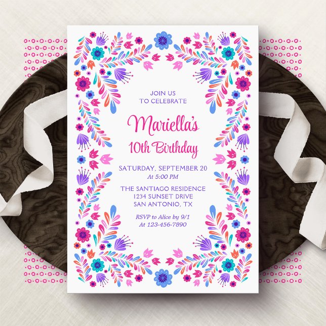 Invitation Filles d'anniversaire de Fiesta (Créateur téléchargé)