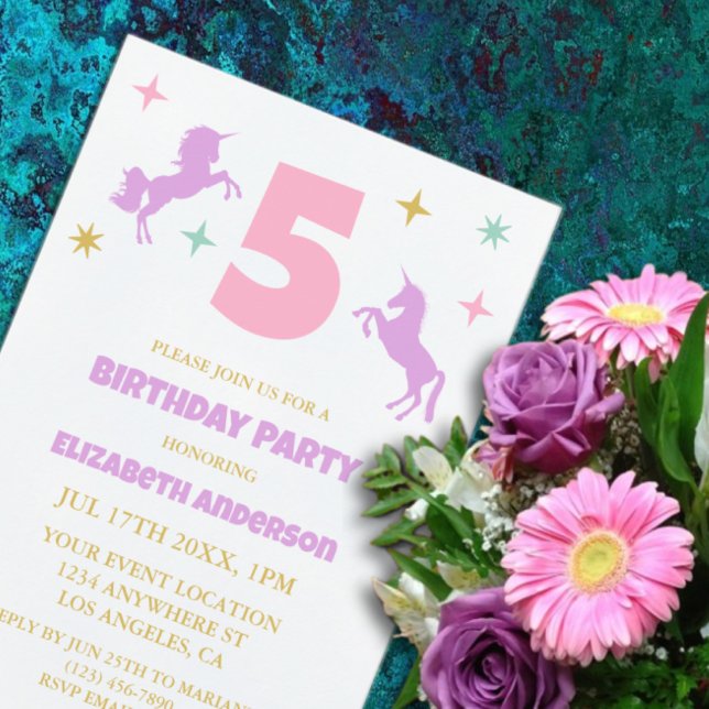 Invitation Filles d'anniversaire Licorne Magique (Créateur téléchargé)