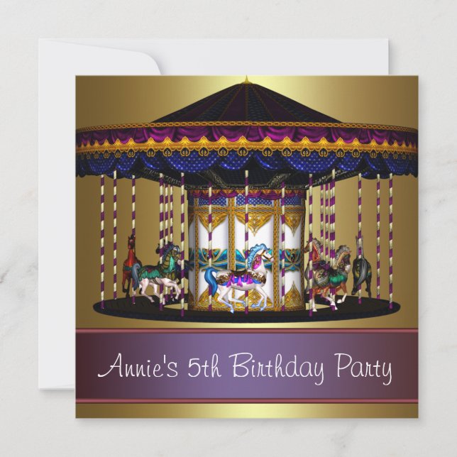 Invitation Filles de 5 ans Fête d'anniversaire aux chevaux de (Devant)