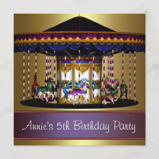 Invitation Filles de 5 ans Fête d'anniversaire aux chevaux de