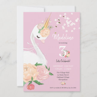 Invitation Filles de cygne florale Whimsical Anniversaire 