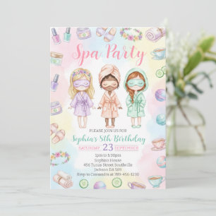 Invitation Filles de fête au spa Fête d'anniversaire glamour
