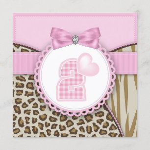 Invitation Filles de fête d'anniversaire Sweet Safari