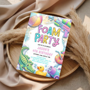 Invitation Filles de fête de mousse Piscine Nage Anniversaire
