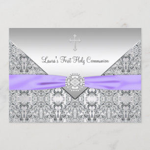 Invitation Filles de la Croix de Dentelle Violet Première Com
