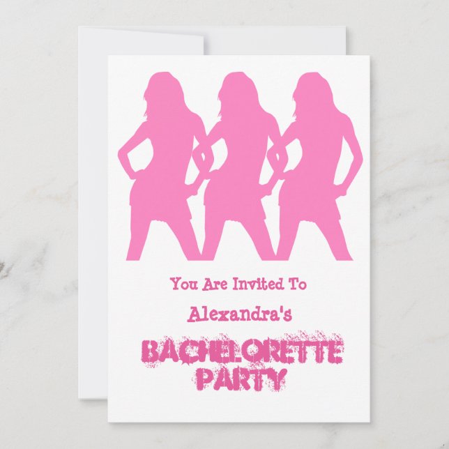 Invitation Filles de la fête rose personnalisées bachelorette (Devant)