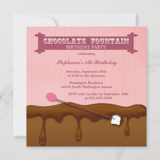 Invitation Filles de la fontaine de chocolat fête d'anniversa