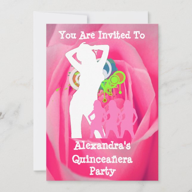 Invitation Filles de la Quinceañera à la fête de divertisseme (Devant)
