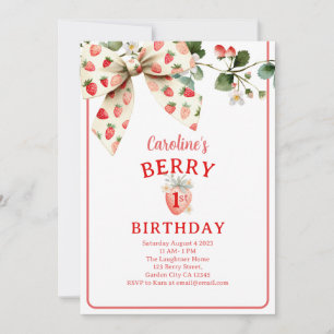 Invitation Filles de l'arc de fraise Premier Anniversaire
