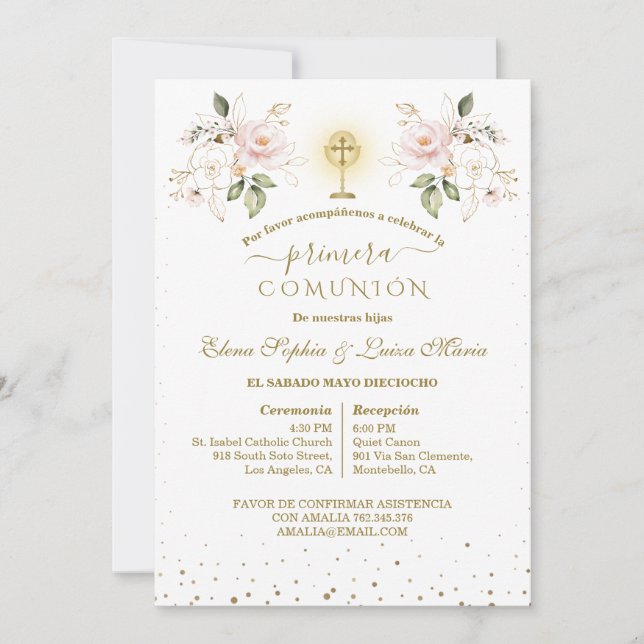 Invitation Filles de première communion Jumelles Première com (Devant)
