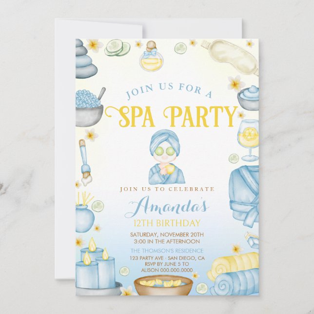 Invitation Filles de Spa Anniversaire (Devant)