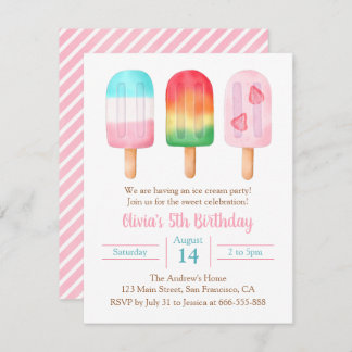 Invitation Filles d'été Anniversaire, Sweet Ice Cream Party