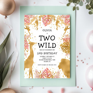 Invitation Filles Deux Sauvages 2e Anniversaire Rose Or Safar