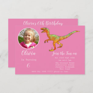 Invitation Filles Dinosaur Anniversaire Velociraptor Party ro