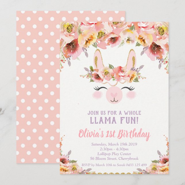 Invitation Filles d'invitations d'anniversaire d'amusement de (Devant / Derrière)