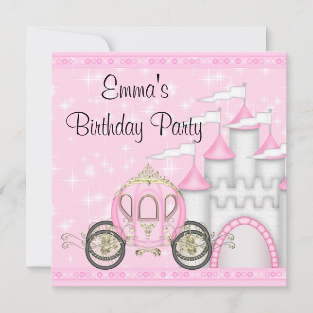 Invitation Filles du château de carrosse princesse Anniversai (Devant)