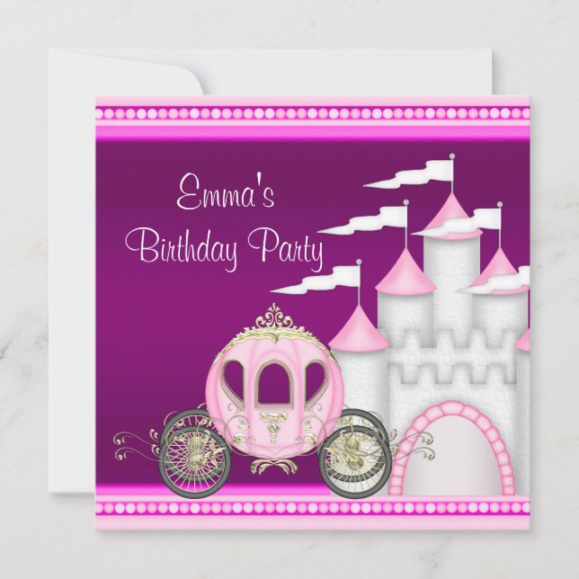 Invitation Filles du château de carrosse princesse Anniversai (Devant)