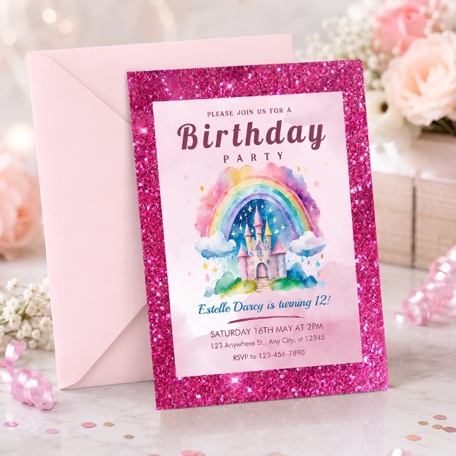 Invitation Filles du Château Mignon Anniversaire (Créateur téléchargé)