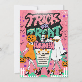 Invitation Filles élégantes Halloween squelette Talon haut ro