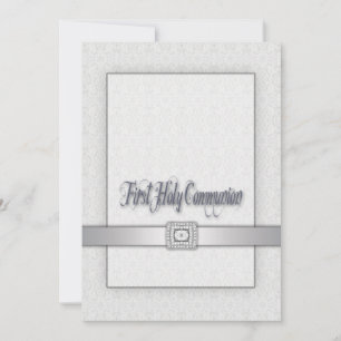Invitation Filles en dentelle blanche Première communion