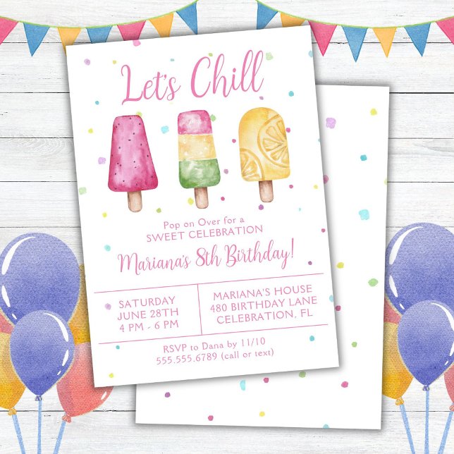 Invitation Filles été Faisons une pause Glace Anniversaire (Créateur téléchargé)