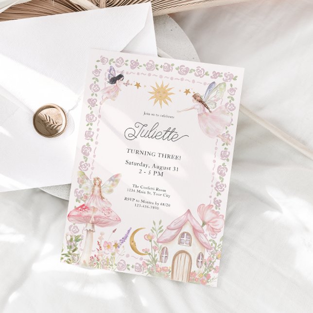 Invitation Filles Fairy Magical Garden Anniversaire Invitatio (Girls Fairy Magical Garden Birthday Invite)