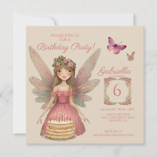 Invitation Filles Fées Roses Anniversaire