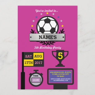 Invitation Filles Fête de Football Anniversaire Sports Invita