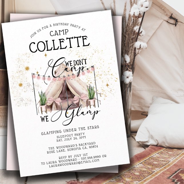 Invitation Filles Glamping Anniversaire Sous Les Étoiles (Créateur téléchargé)