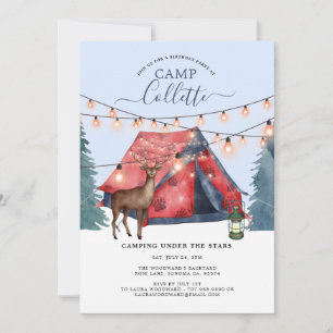 Invitation Filles Glamping Camping Anniversaire Fête Invitati