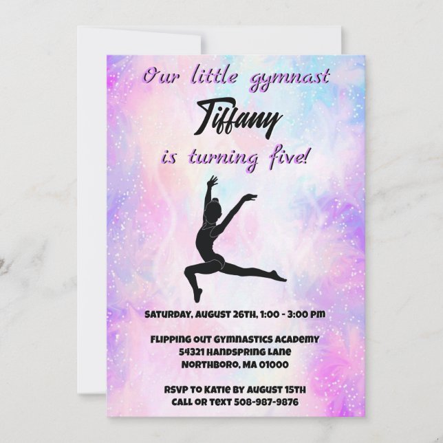 Invitation Filles Gymnastique Personnalisable Anniversaire (Devant)