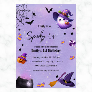 Invitation Filles Halloween Fantôme Éffrayant Anniversaire N'
