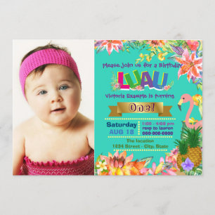 Invitation Filles Hawaiian Luau Birthday Party