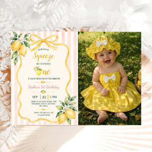 Invitation Filles Jaunes Modernes Notre Photo d'anniversaire