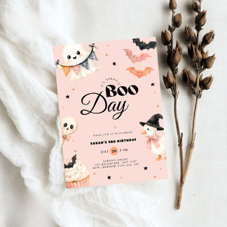 Invitation Filles Jour Boo Halloween Rose 3ème Anniversaire