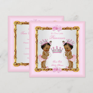 Invitation Filles jumelles ethniques Princesse Baby Shower Or