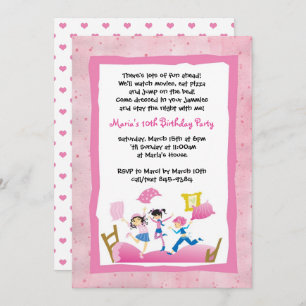 Invitation Filles Jumping sur le lit de couchage de la fête d